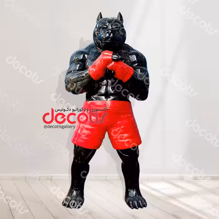 مجسمه کنارسالنی سگ باکسر فایتر فایبرگلاس