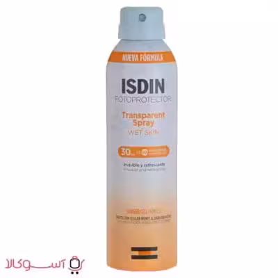 اسپری ضد آفتاب شفاف ایزدین transparent spf 30 حجم 250 میل