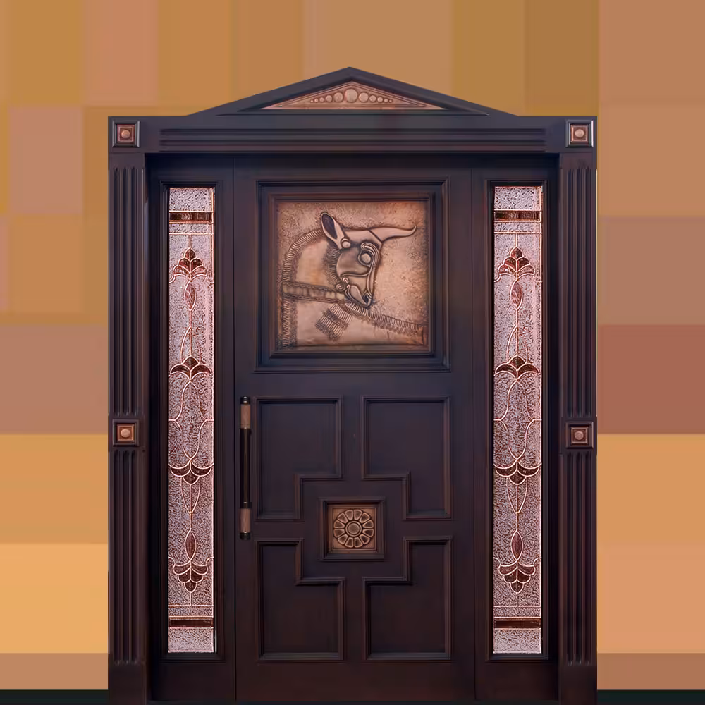 درب چوبی  لابی نئو کلاسیک با طرح مس کد 101