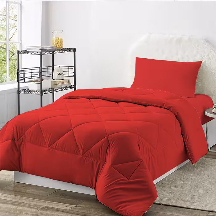 سرویس روتختی میکرو چیداری قرمز یک نفره سه تکه   لحاف