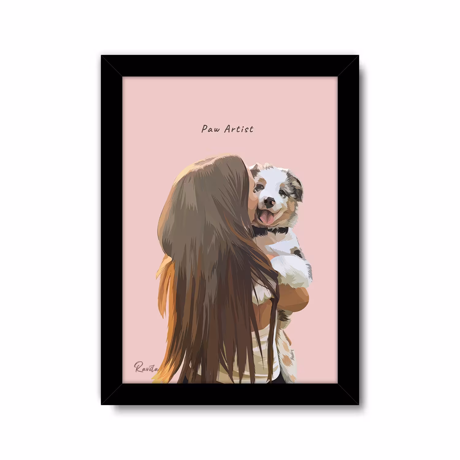 تابلو تکی سگ و دختر کد 3518