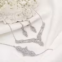 سرویس نقره جواهری زنانه کد 60435