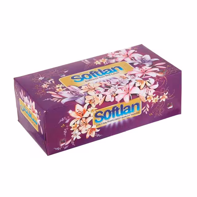 دستمال کاغذی جعبه ای سافتلن سری باغ بهشت 150 برگ دو لایه