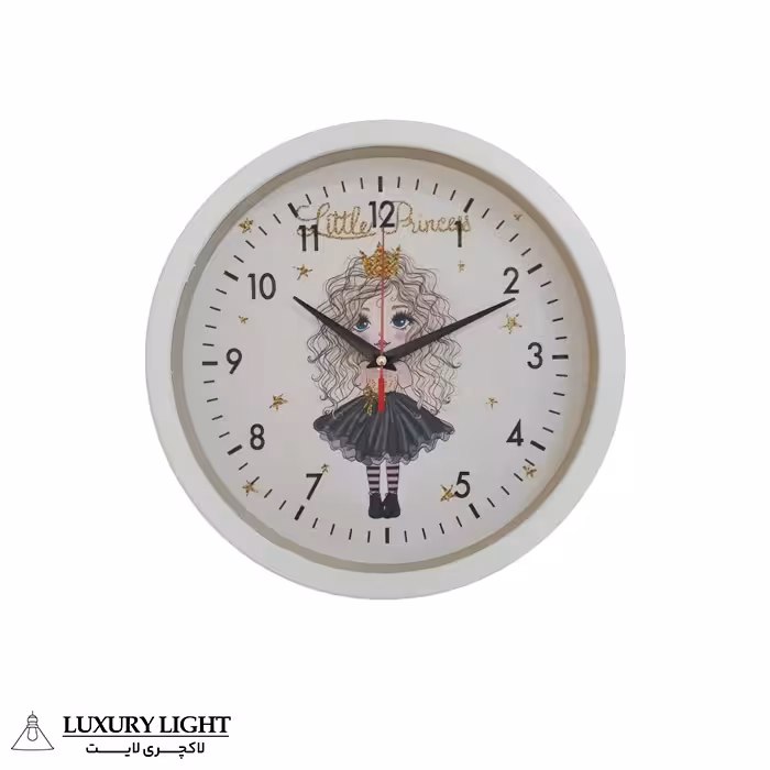 ساعت دیواری کودک مدل پرنسس زمینه سفید