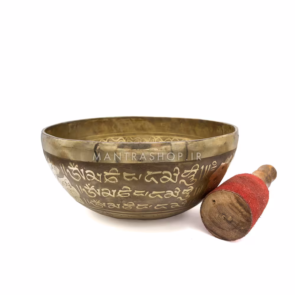 کاسه تبتی دست ساز اصل مدل حکاکی طرح خورشید قطر دهانه 20 سانتی متر