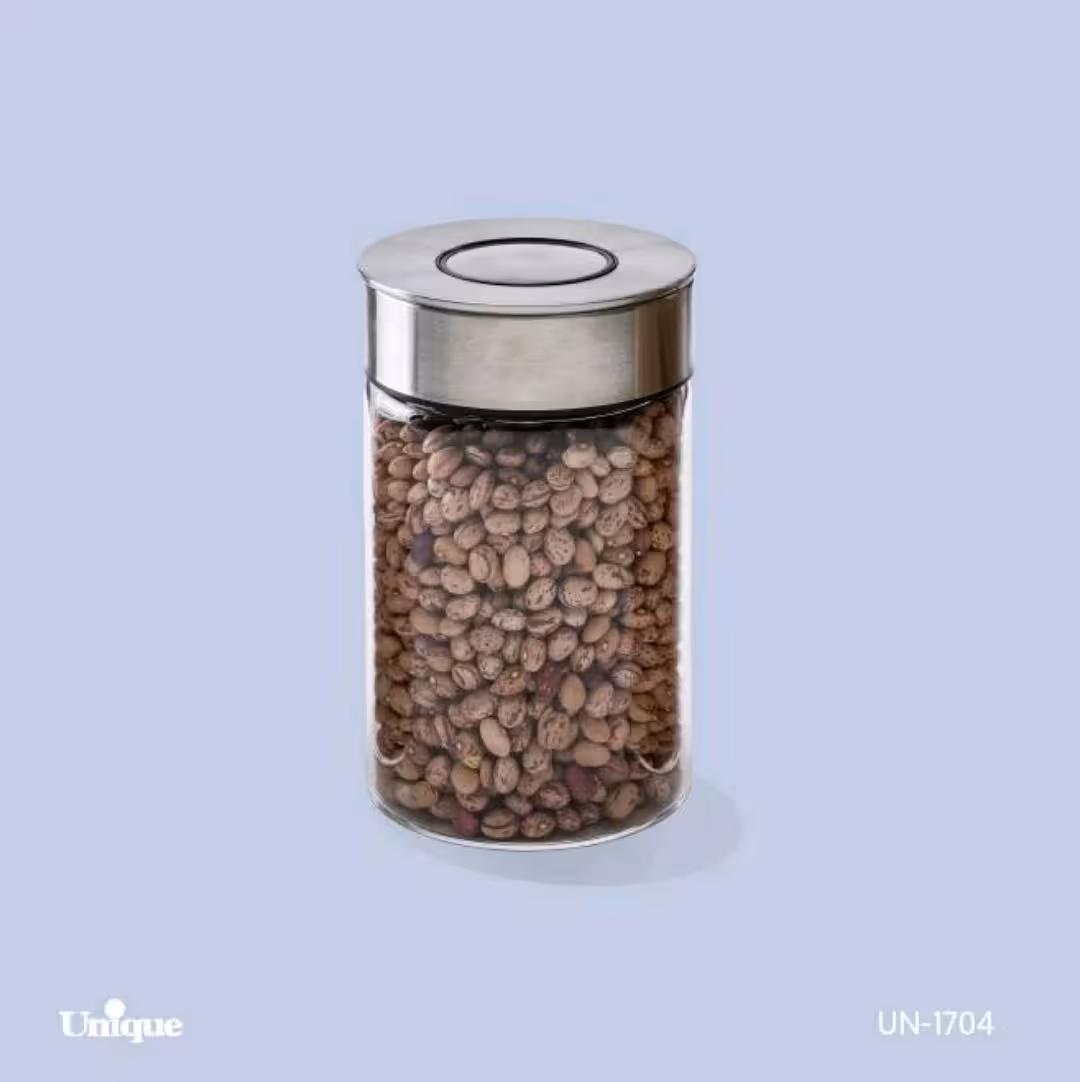 بانکه شیشه ای درب استیل 15سانت یونیک کد UN-1704