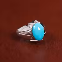 انگشتر فیروزه عجمی مردانه کد 30173 - جواهری مشاهیر