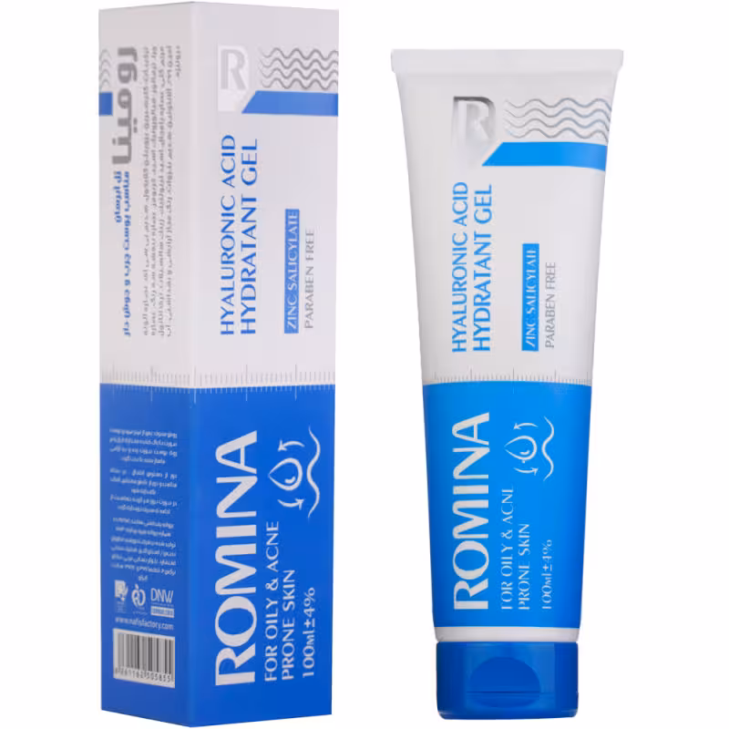 ژل مرطوب کننده و آبرسان رومینا مدل Hyaloranic Acid حجم 100 میلی لیتر Romina Hydrating gel for oily skin