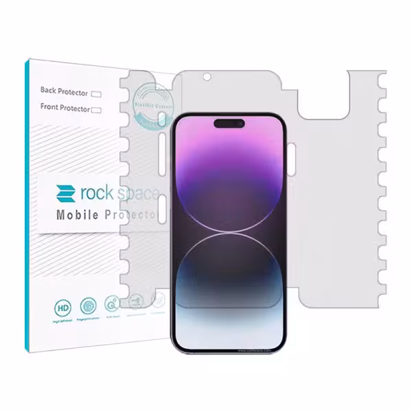 گلس فول کاور آیفون 14مدل نانو هیدروژل گیمینگ برند راک اسپیس سایز L کد 24830