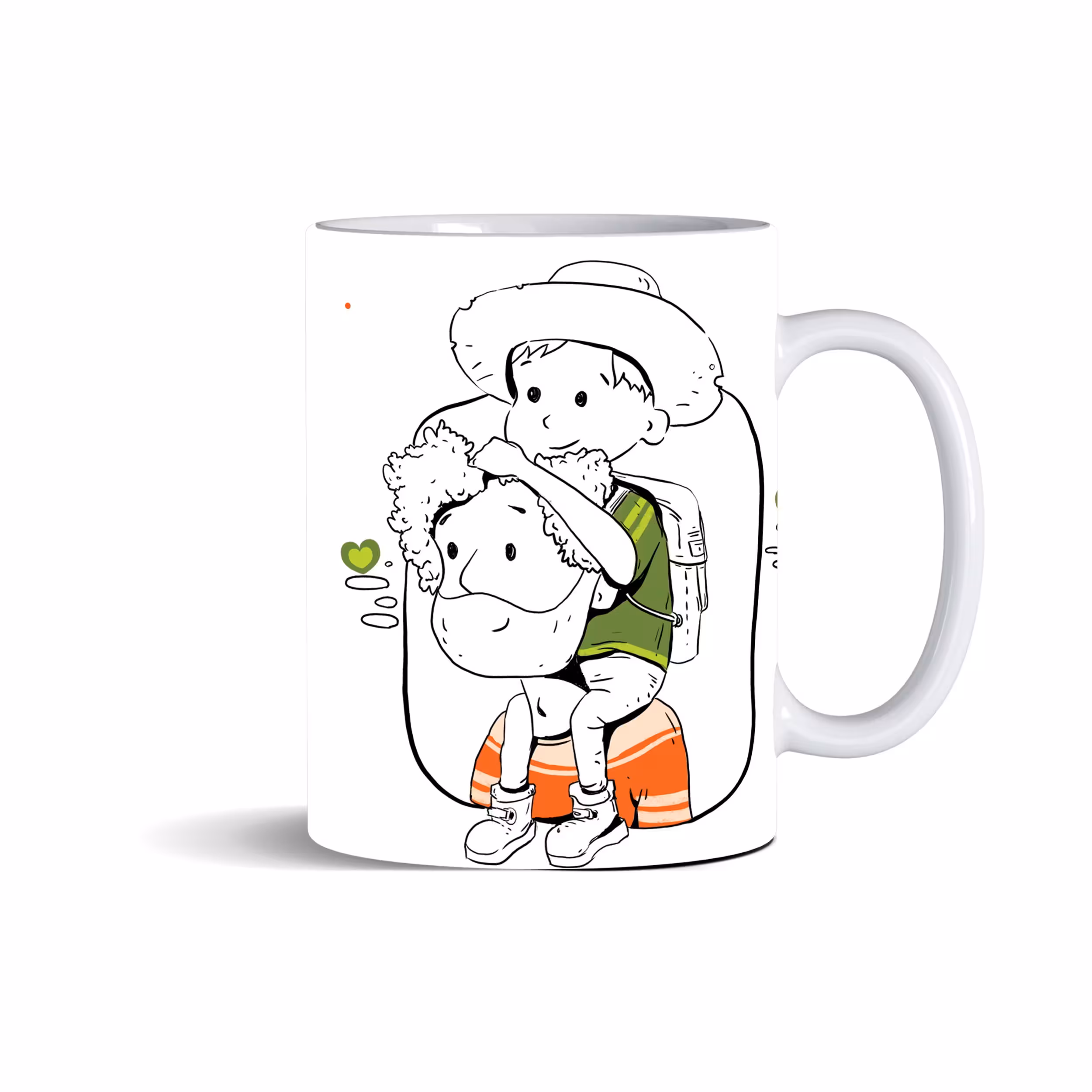 ماگ سرامیکی سفید، بالاترین نقطه زندگی شانه های پدر است