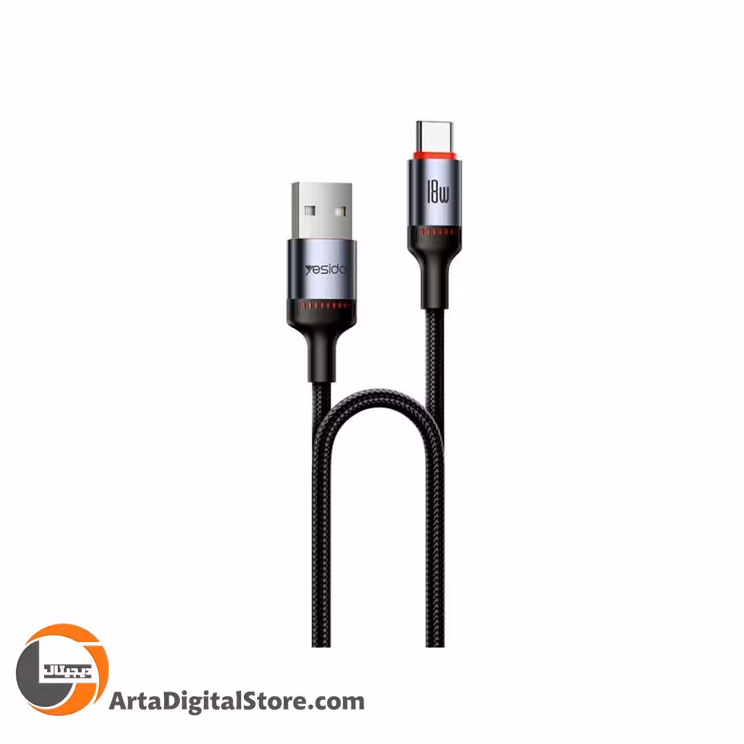 کابل تایپ سی Yesido CA129 Type-C To USB 3A 18W Black طول 1m