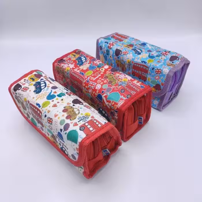 جامدادی دو زیپ لبه‌دار شهرگان دوزی‌شده MKM مدل 1270