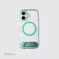 قاب اسلیکتو شفاف مگ سیف استند دار سبز مناسب iPhone 16 (7844)