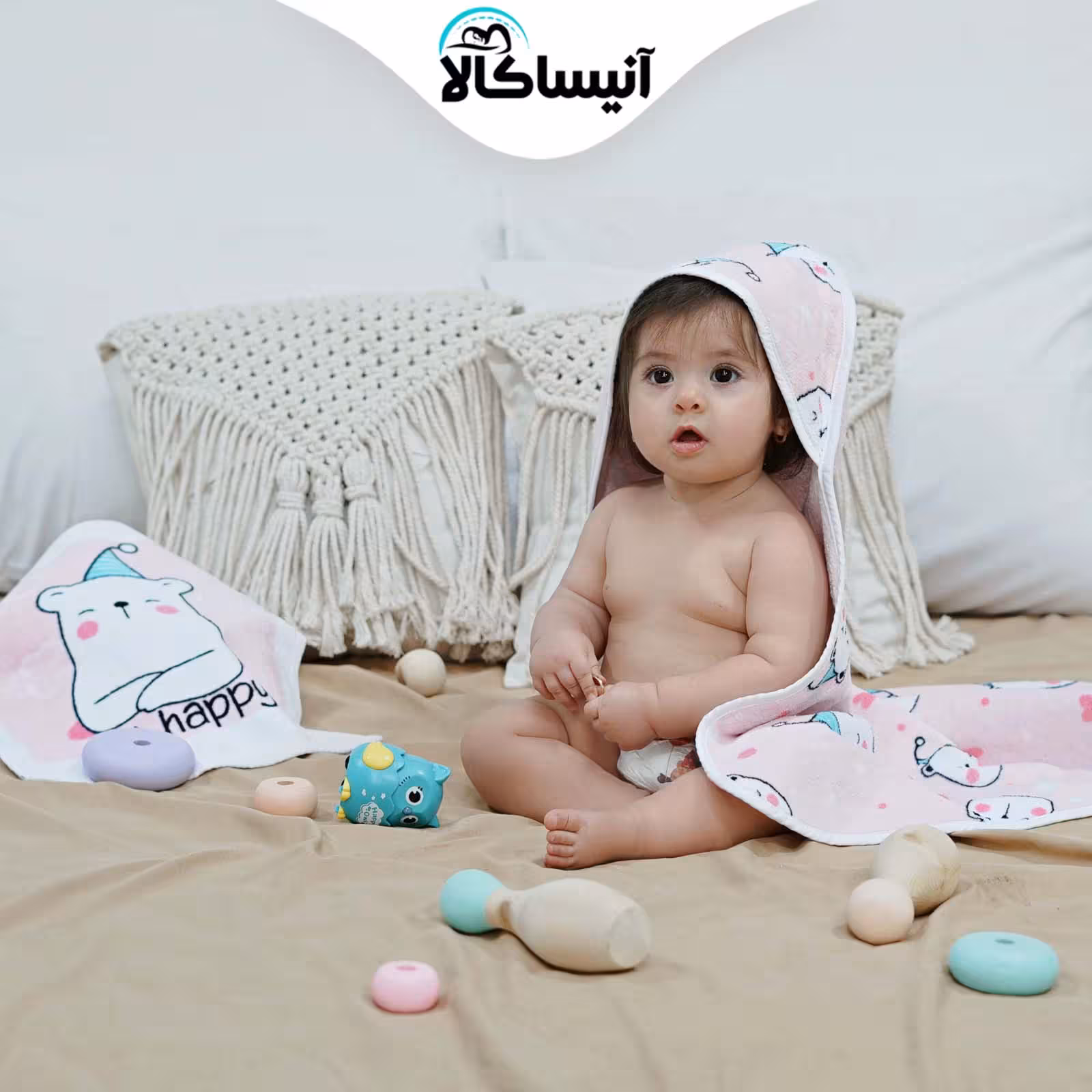 سرویس حوله نوزادی پود ایران مدل خرسی