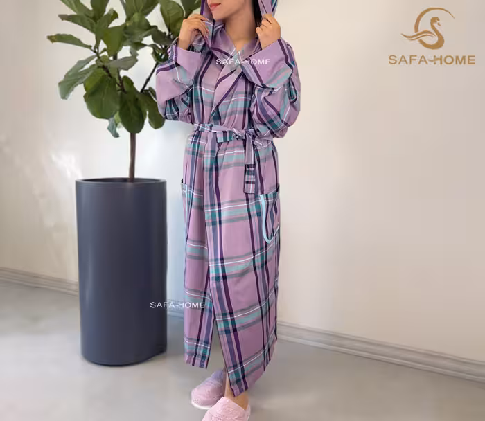 حوله تن پوش چهارخانه نخی سایز ایکس لارج