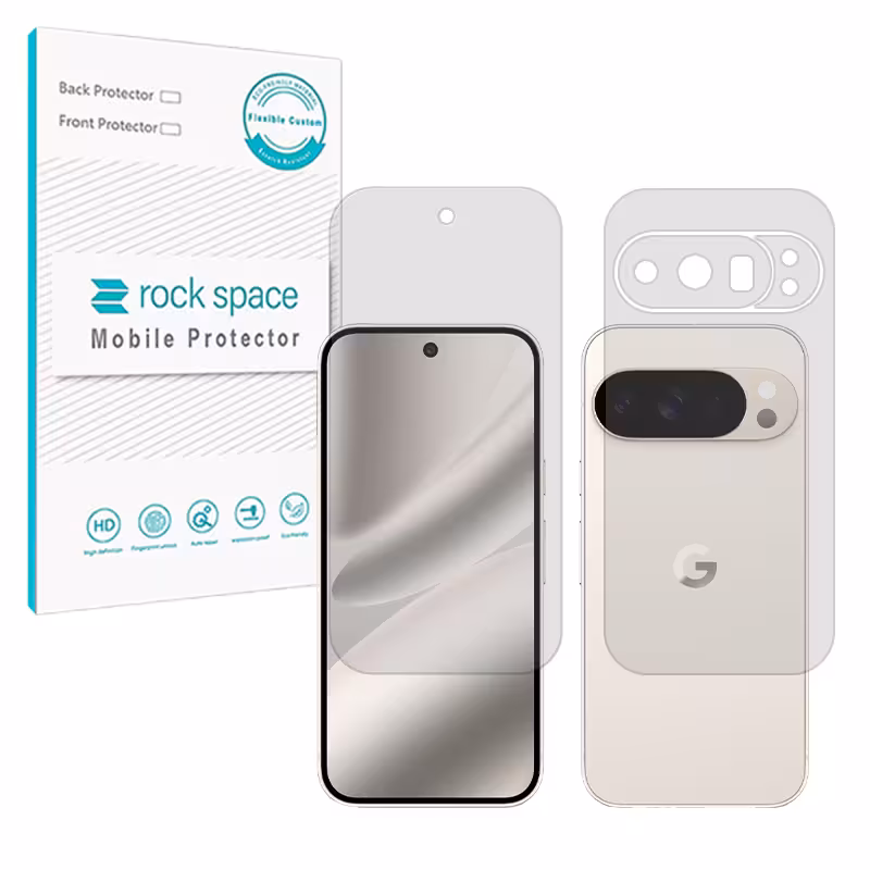 گلس صفحه نمایش و پشت گوشی گوگل Pixel 10 Pro مدل نانو هیدروژل شفاف برند راک اسپیس کد SS