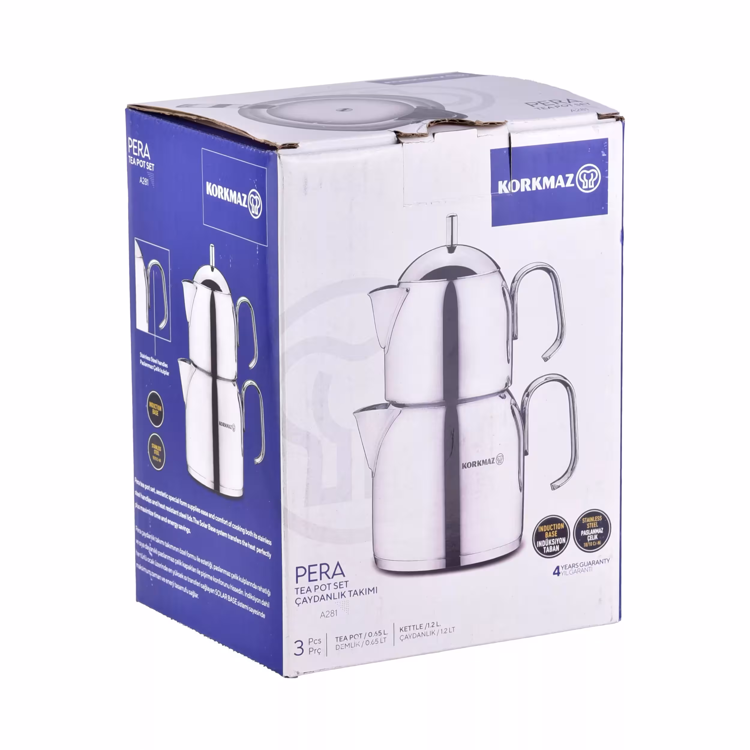 ست کتری و قوری کرکماز مدل PERA کد 281 گنجایش کتری 1.2 لیتر گنجایش قوری 0.65 لیتر