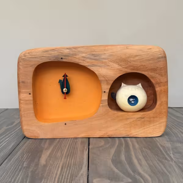 ساعت رومیزی تک مجسمه گربه طرح یک