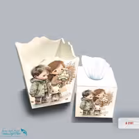 ست سطل و جا دستمال چوبی کودک طرح دختر گل فروش کد A3181