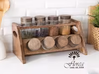 استند ادویه کج 8 تایی شیشه ساده کد AK-3008 فلورا