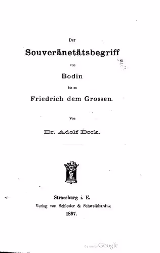 خرید و دانلود نسخه کامل کتاب Der Souveränetätsbegriff von Bodin bis zu Friedrich dem Grossen