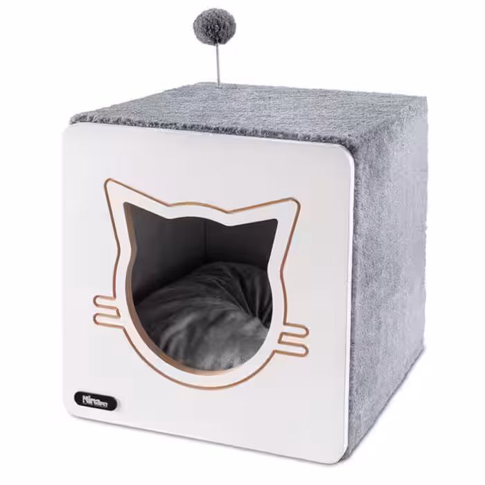 لانه چوبی گربه نیناپت مدل MDF | با تشک قابل شستشو و کت نیپ