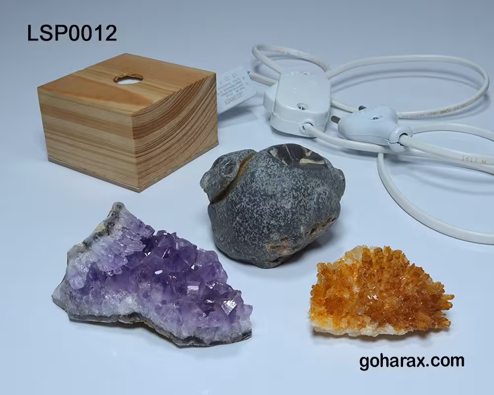 چراغ یوگا سنگ های آمیتیست عقیق آراگونیت