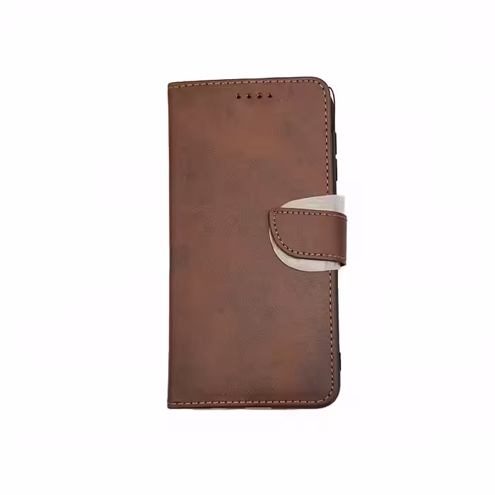 قاب گوشی سامسونگ Samsung A10 کیف کتابی چرم مگنتی جاکارتی وبنددار قهوه ای