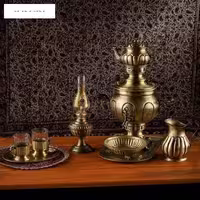 سماور زغالی برنجی 2.5 لیتری با روکش نانو، آنتیک کاری شده و دست ساز