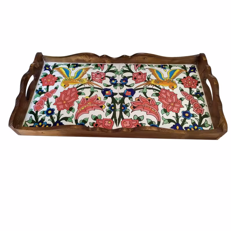 سینی چوبی طرح کاشی