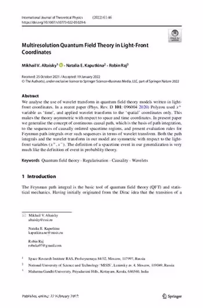 خرید و دانلود نسخه کامل کتاب Multiresolution Quantum Field Theory in Light-Front Coordinates