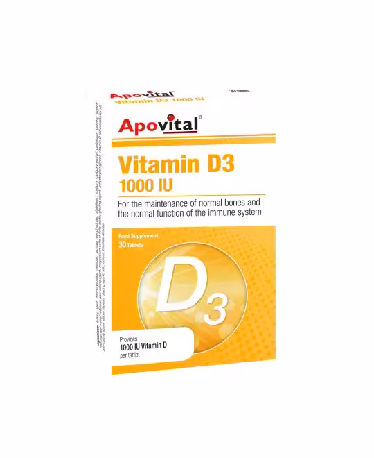 قرص ویتامین د3 آپوویتال 1000 واحدی 30 عددی