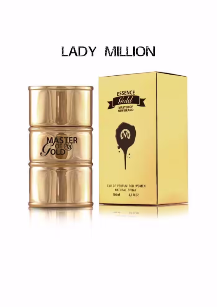 ادکلن مستر اف گلد نیو برند NEW BRAND MASTER OF GOLD حجم 100 میل رایحه لیدی میلیون