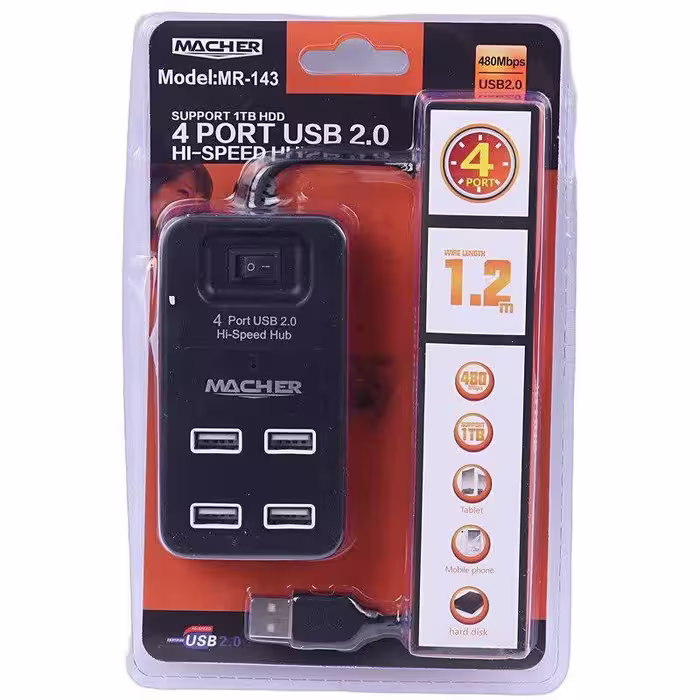 هاب 4 پورت USB2.0 مچر مدل MR-143