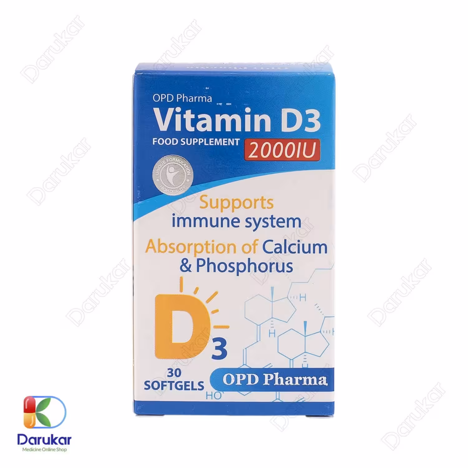 سافت ژل ویتامین D3 2000 iu او پی دی فارما