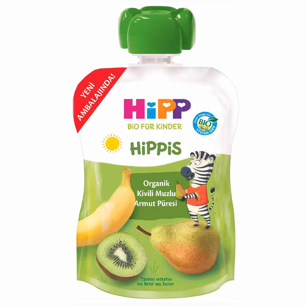 پوره ساندیسی طعم موز و کیوی و گلابی 1 تا 3 سال هیپ Hipp