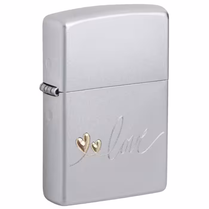 فندک Zippo (زیپو)  مدل Z-48725  | فندک اصلی با سطح کروم درخشان | عشق قلب لاو | کیفیت ساخت عالی