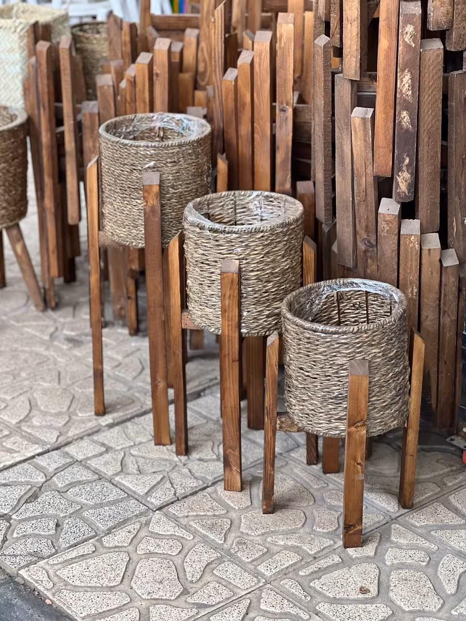 ست استند حصیری 3تایی متوسط