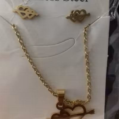 نیمست استیل طرح قلب تیرکمونی طلایی