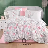 روتختی سفید و صورتی طرح گل مدل Angola–دونفره کاوری