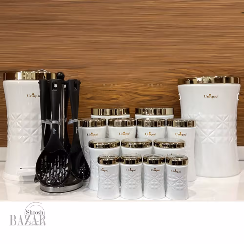 سرویس آشپزخانه 22 پارچه سفید طلایی ونیز یونیک کد 4606