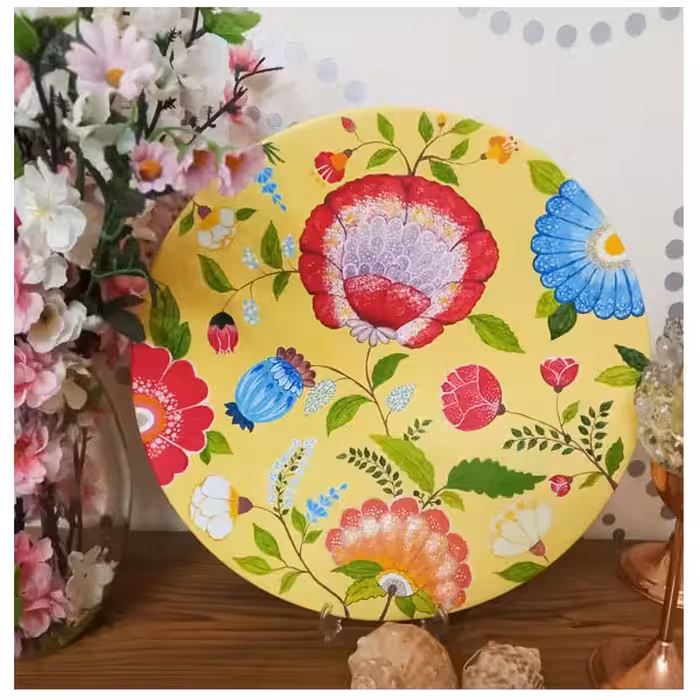 بشقاب دیوارکوب سفالی مدل بهار کد 001