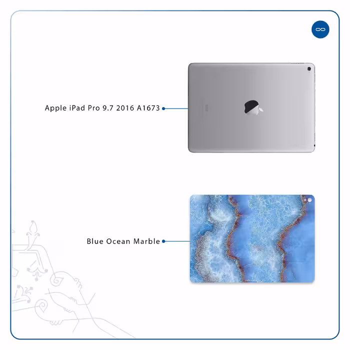 برچسب پوششی ماهوت مدل Blue Ocean Marble مناسب برای تبلت اپل iPad Pro 9.7 2016 A1673