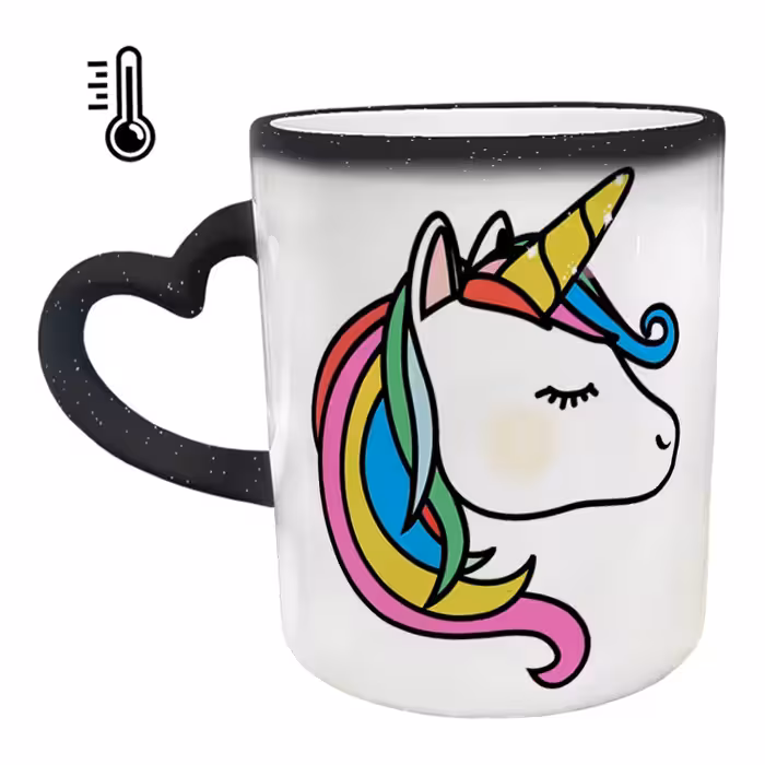 ماگ حرارتی مدل دسته قلبی اکلیلی طرح یونیکورن کد 56