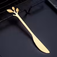 کارد(چاقو)دسر خوری برگی استیل رنگ ثابت در دو رنگ طلایی و نقره ای