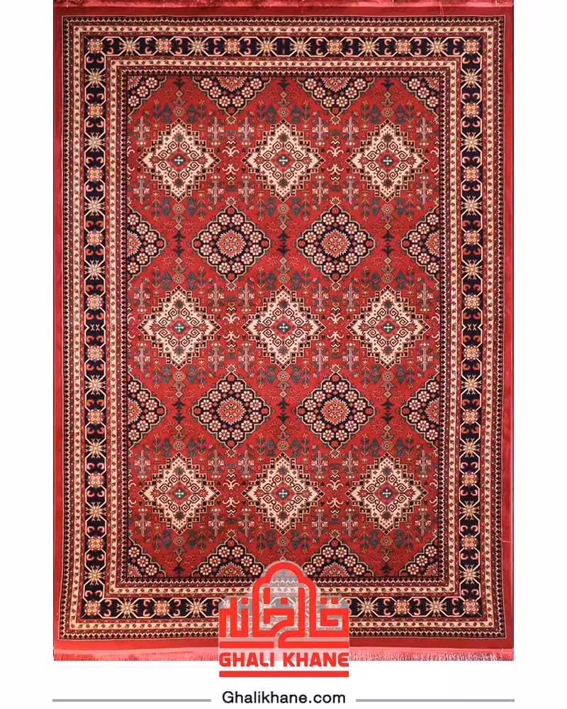 فرش هیوا 700 شانه طرح اناری رنگ‌ لاکی