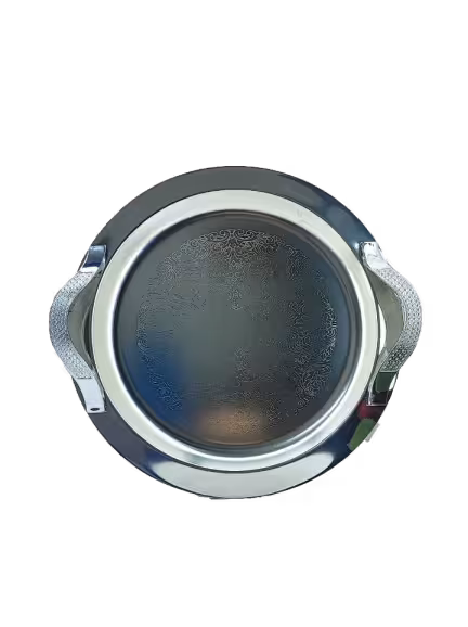 سینی گرد استیل دسته دار