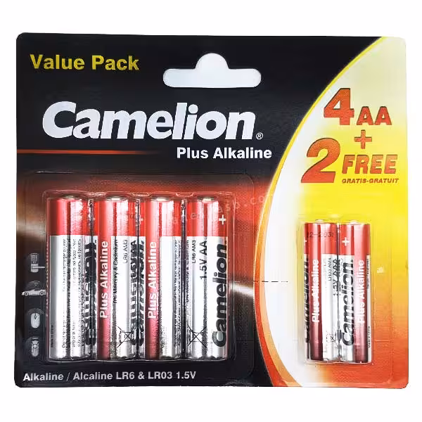 باتری قلمی و نیم قلمی پلاس آلکالاین کملیون (بسته 2 4 عددی)