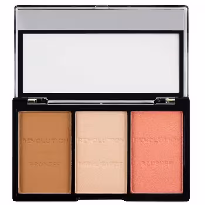 پالت رژگونه،هایلایتر و برنزر رولوشن مدل ultra fair