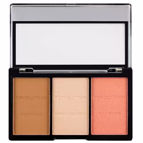 پالت رژگونه،هایلایتر و برنزر رولوشن مدل ultra fair